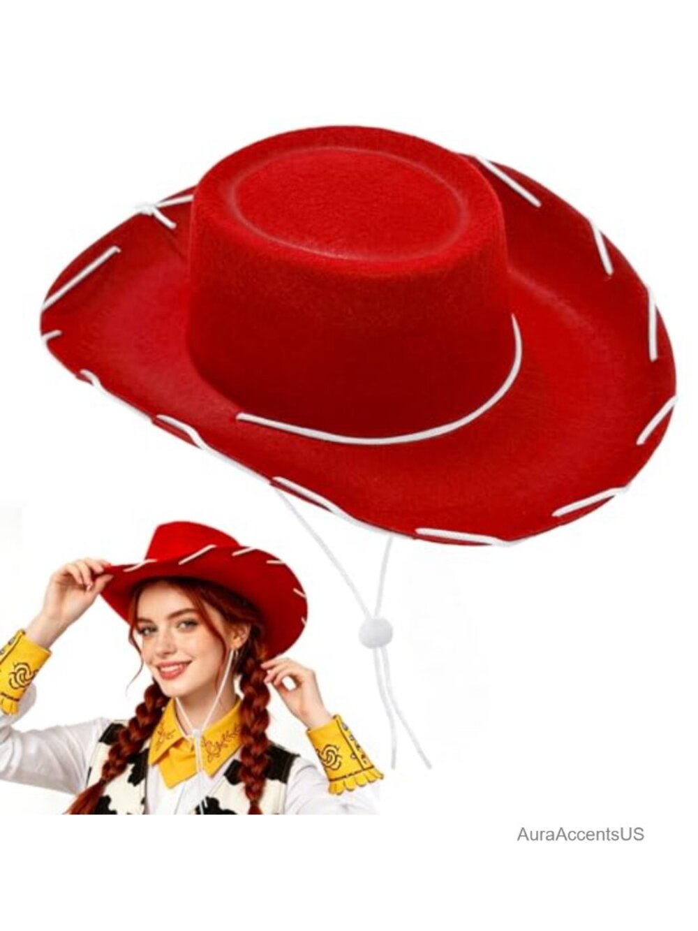 Felt Western Cowgirl Hat Wide Brim Adjustable